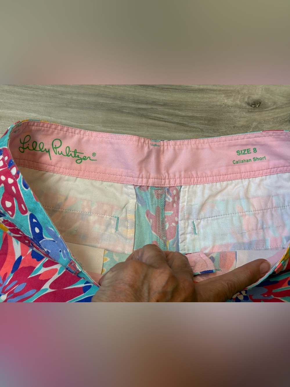 Lilly Pulitzer Pink & Aqua Floral Callahan Shorts - Picture 3 of 4